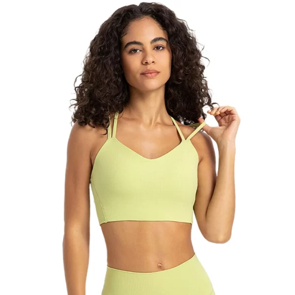 Sports Bras with Ribbed Strappy Cross Back