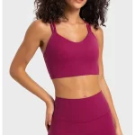 Ribbed Sports Bra in Waxberry Red (3)