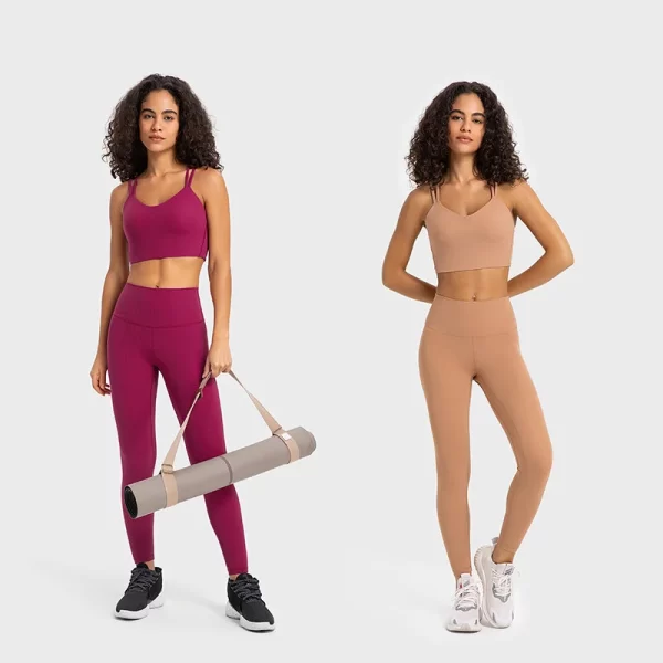 Women's Ribbed Strappy Sports Bra Cross Back