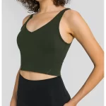 Womens Workout Crop Tank Top Build w Removable Padded Bra (34)