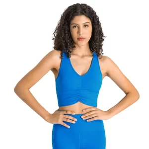 Ruched V-neck Sports Bra for Women