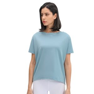 Drop-shoulder korte mouw voor dames workout hardlopen