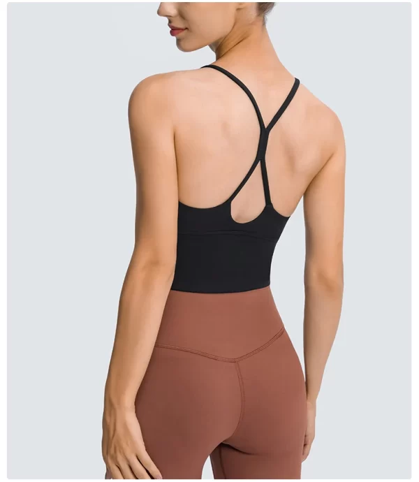 Lange sportbeha met spaghettibandjes