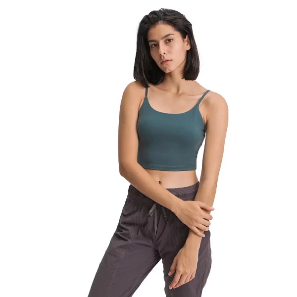 Womens Cami Crop Top with Built-in Bra for Yoga Pilates Workout