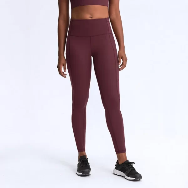 Women's Running Leggings with Pockets High Waist Hollow Ankle