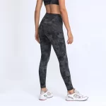 Women’s Running Leggings with Phone Pockets Padded Dyeing Black Ash (3)