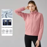 Γυναικείο αδιάβροχο μπουφάν με φλις επένδυση, αντιανεμικό χωρίς κουκούλα (25)