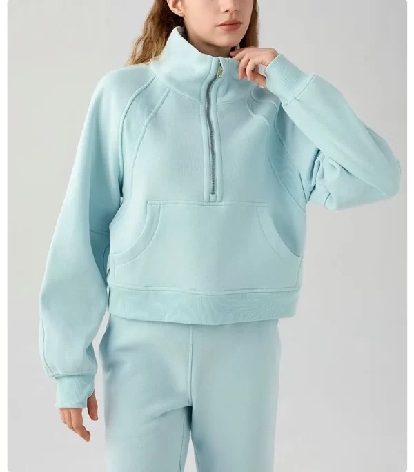 Aemi + Co Half Zip Raglan Sleeve Sweatshirt with Kangaroo Pocket