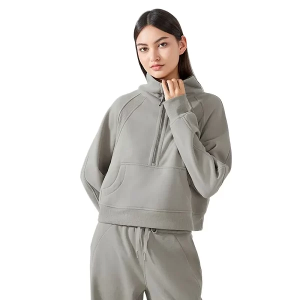 Kadın Pamuklu Yarım Fermuarlı Kazak