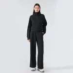 Kanguru Cepli, Üstün Sıcaklık Sağlayan Yarım Fermuarlı Pamuklu Kadın Kazak (11)