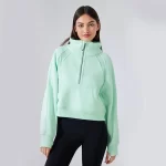 Kanguru Cepli, Üstün Sıcaklık Sağlayan Yarım Fermuarlı Pamuklu Kadın Kazak (12)