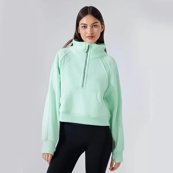 Kadın Pamuklu Yarım Fermuarlı Kazak