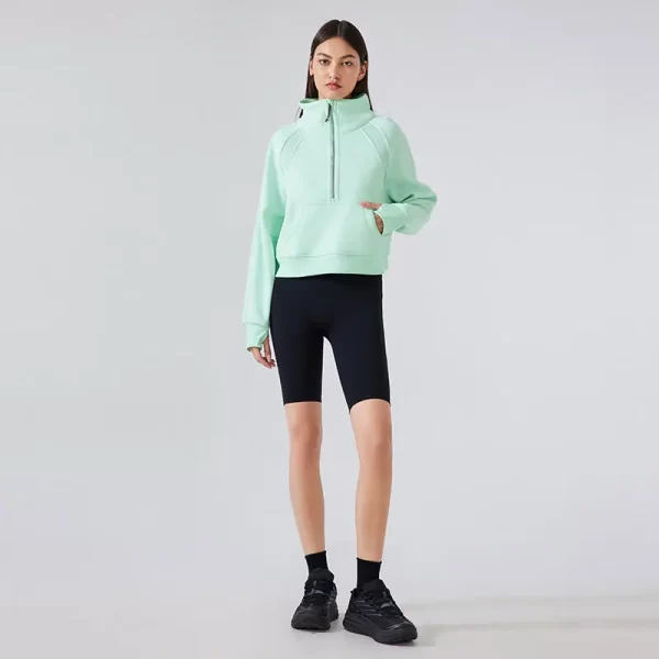 Kadın Pamuklu Yarım Fermuarlı Kazak