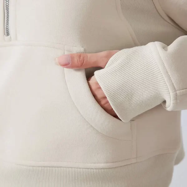 Kadın Pamuklu Yarım Fermuarlı Kazak