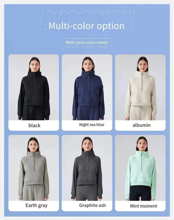 Kadın Pamuklu Yarım Fermuarlı Kazak