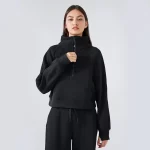 Kanguru Cepli, Üstün Sıcaklık Sağlayan Yarım Fermuarlı Pamuklu Kadın Kazak (8)