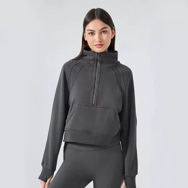 Kadın Pamuklu Yarım Fermuarlı Kazak