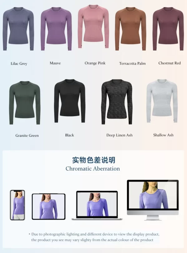 sømløse langærmede T-shirts til kvinder