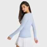 JacquAir Women’s Seamless Wokrout Shirts with Tumble Hole (8)