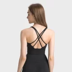 Sutiã esportivo com almofadas costuradas, sutiãs de ioga cruzados nas costas (11)