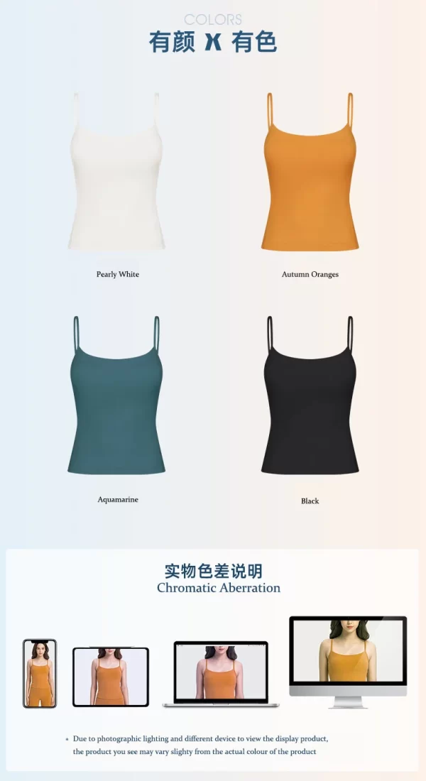 Cami Tank Top Built In Bra for Yoga Workout Running