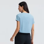 Crop Top Workout Shirts Dames Loose Fit atletisch T-shirt met korte mouwen (15)