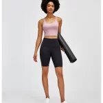 Hoë middellyf -motorfietsbroek vir vroulike buikbeheer oefensessie joga loop kompressie kortbroek (16)