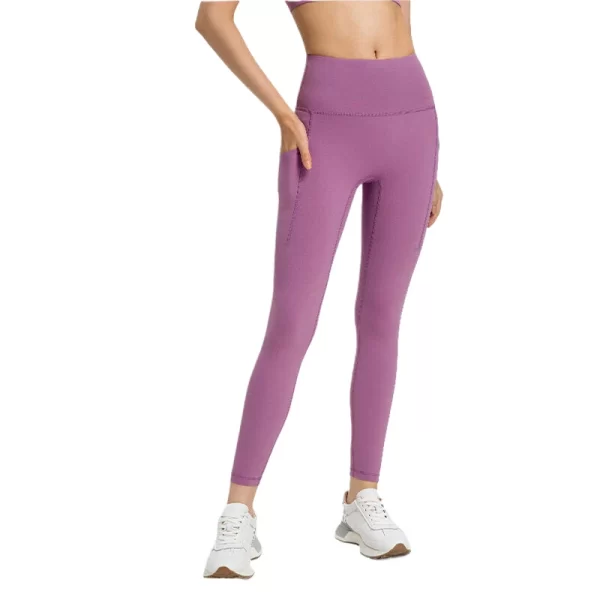 High waisted yoga leggings with pockets women’s no front seam gym leggings