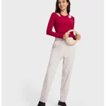 Nylon sporbukser Kvinder lige benbukser med trækkord og lommer (13)