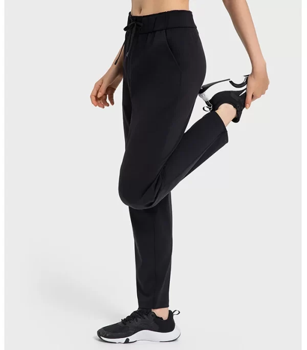 Nylon sporbukser Kvinder lige benbukser med trækkord og lommer