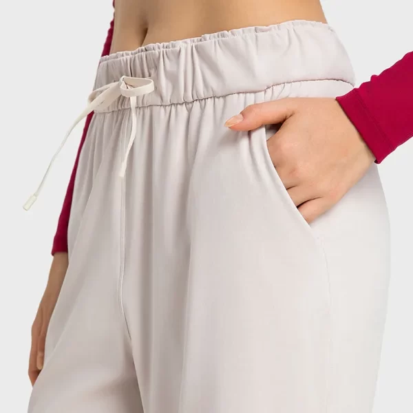 Nylon sporbukser Kvinder lige benbukser med trækkord og lommer