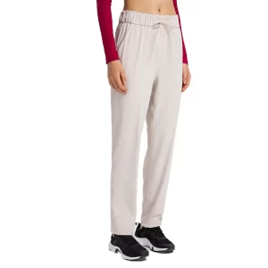 Nylon trainingsbroek Damesbroek met rechte pijpen, trekkoord en zakken