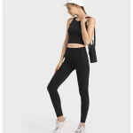 Eén maat voor alle leggings voor dames, geen naad aan de voorkant, hoge taille gymleggings (14)