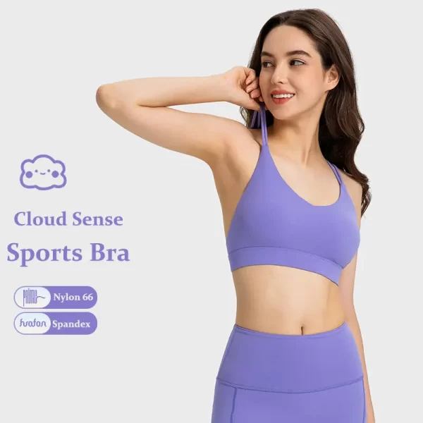 Reggiseno sportivo da donna incrociato sulla schiena con imbottiture rimovibili
