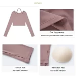 Langærmede gymnastikskjorter til kvinder med thumbleholes Slim Fit Halter Neck Tee Top (1)