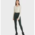 Langærmede gymnastikskjorter til kvinder med thumbleholes Slim Fit Halter Neck Tee Top (16)