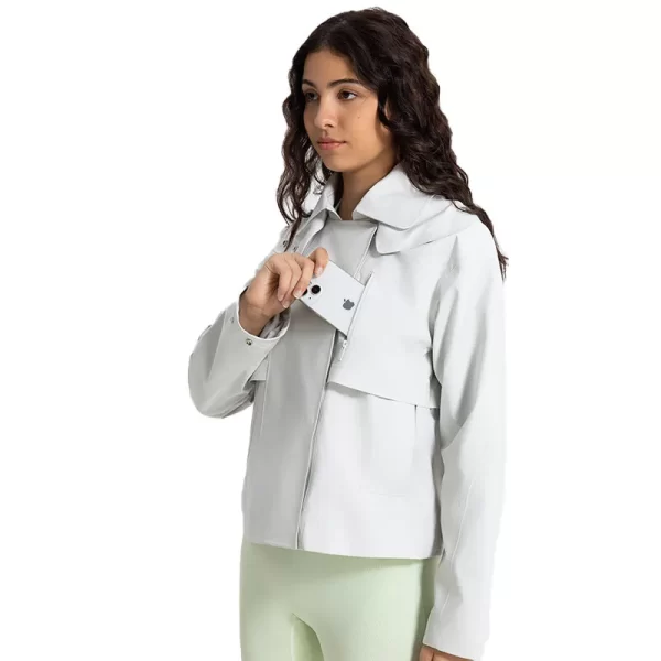 windbreaker jacket with detachable hood for women