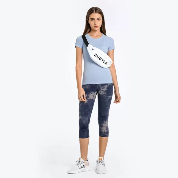 Womens Jacquard Seamless Short Sleeve Workout Top T-shirts