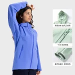 Veľkoobchod Custom Women Vysoko kvalitná vodeodolná taktická vonkajšia bunda do dažďa Turistická vetrovka na hory (12)