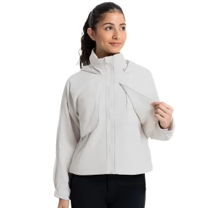 Women's Softshell Jacket with Hidden Foldable Hood for Commute Travel Hiking