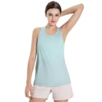 2024 New Women Fashion Tie Back Sleeveless Soft Cool-dry Yoga Fitness Gym T-shirts (1)