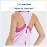 2024 New Women Fashion Tie Back Sleeveless Soft Cool-dry Yoga Fitness Gym T-shirts (17)