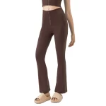 Højtaljet mavekontrol lynlås yogabukser med brede ben (22)