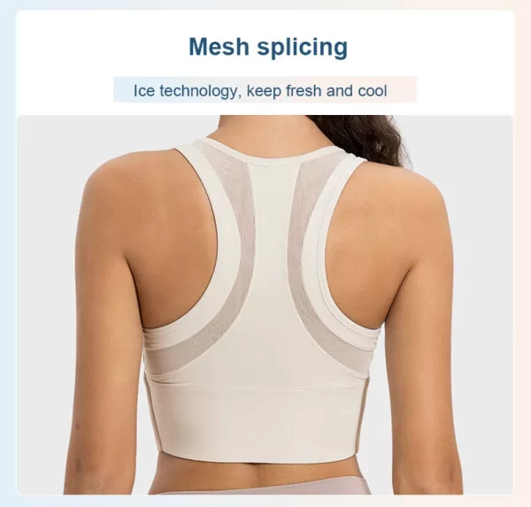 Sport-BH mit Reißverschluss für Damen, Racerback, hochschlagfestes, gepolstertes Crop-Top