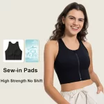 Wholesale women front zipper sports bra high impact racer back sport bra (7)