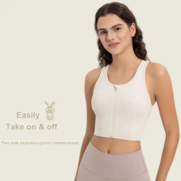Sport-BH mit Reißverschluss für Damen, Racerback, hochschlagfestes, gepolstertes Crop-Top
