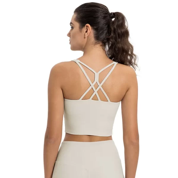 Long Line Sports Bra for Women Strappy Cross Back Yoga Crop Top