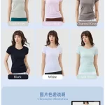Wholesale Custom Women Round Neck Seamless Jacquard Short Sleeved Workout T-shirts Gym Top (3)