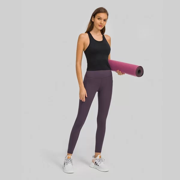 Bingkap borong dengan poket untuk kecergasan senaman yoga wanita