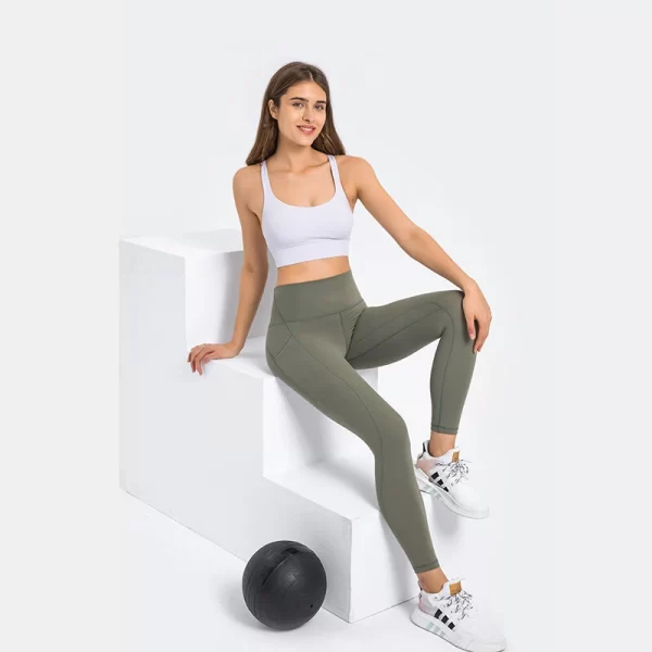 Bingkap borong dengan poket untuk kecergasan senaman yoga wanita